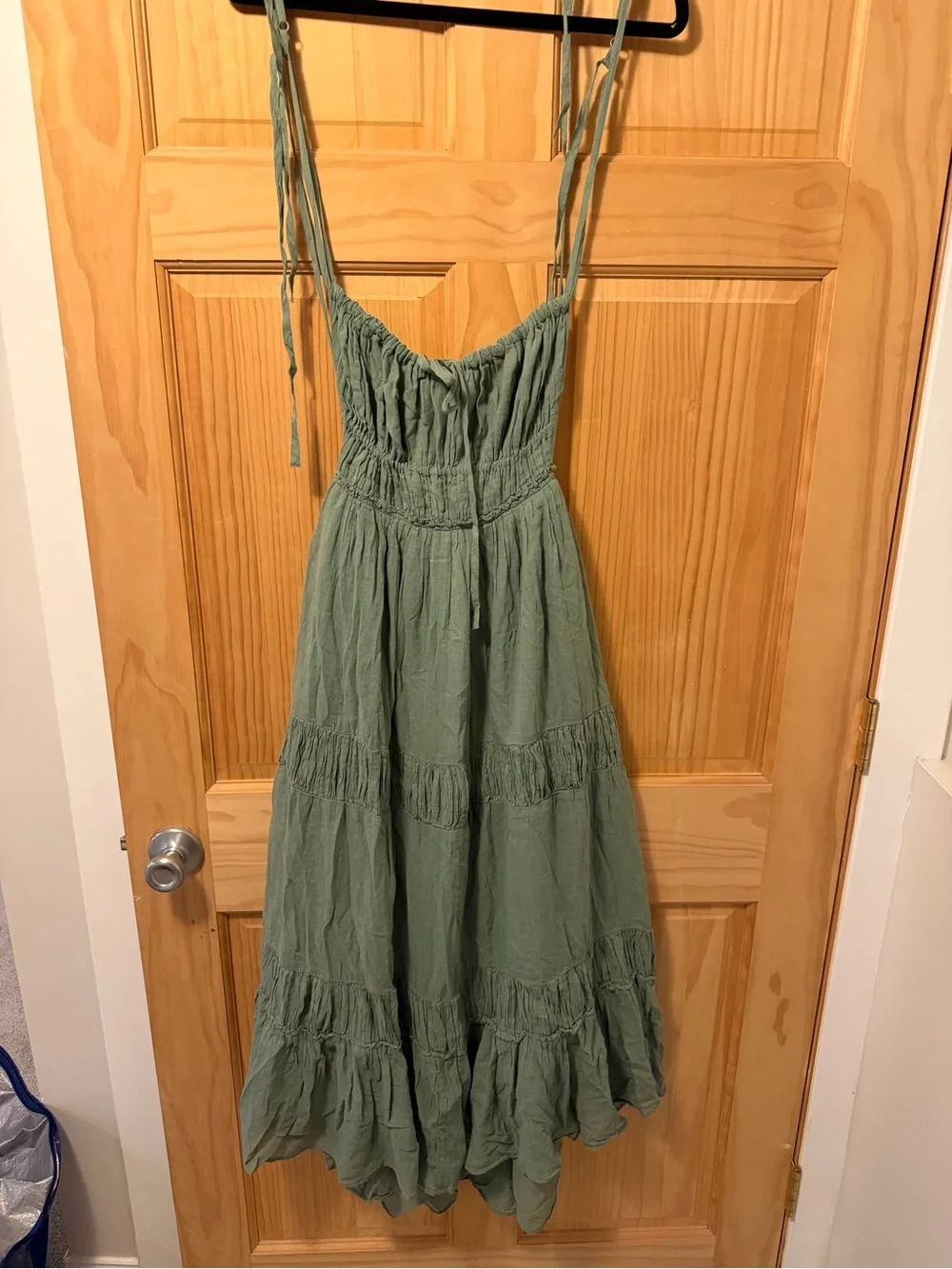 Free People Sage Green Strapless Tiered Maxi Dress - Picture 2 of 7